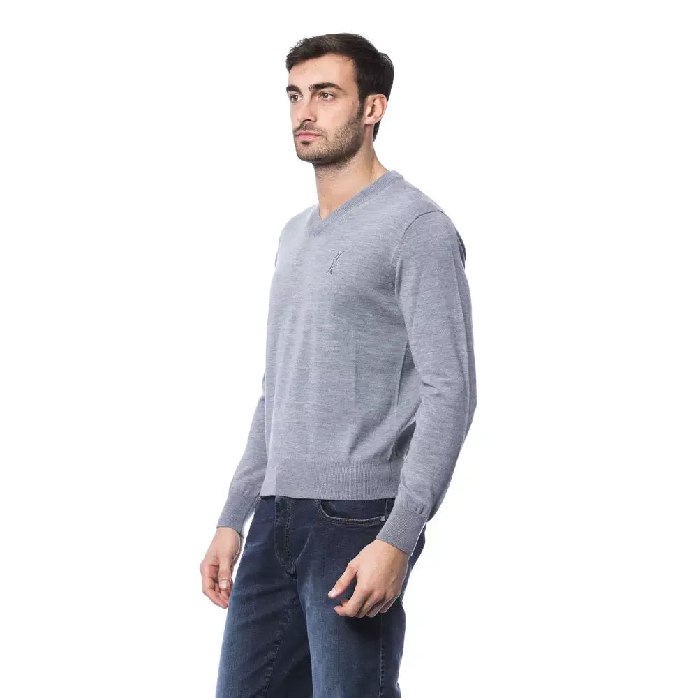 Billionaire Italian Couture Gray Merino Wool Men Sweater