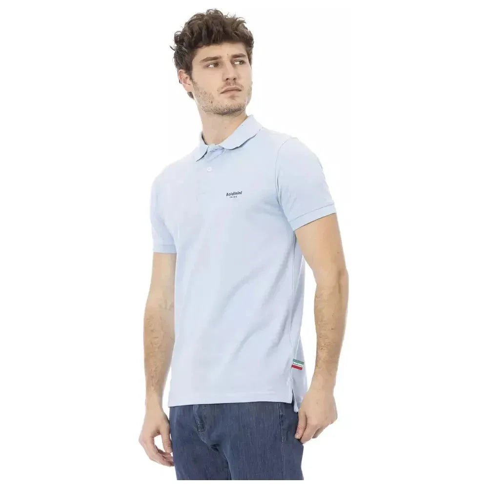 Baldinini Trend Light Blue Cotton Men Polo Shirt Baldinini Trend