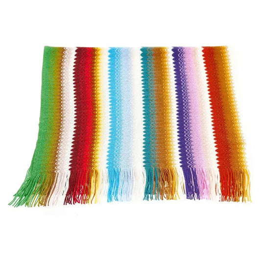 Missoni Chic Geometric Patterned Scarf with Fringes Missoni