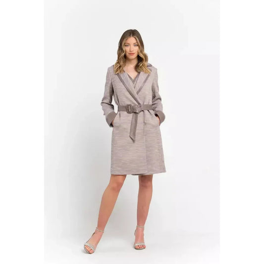 Chic Beige Cotton Kimono Coat with Contrasting Accents