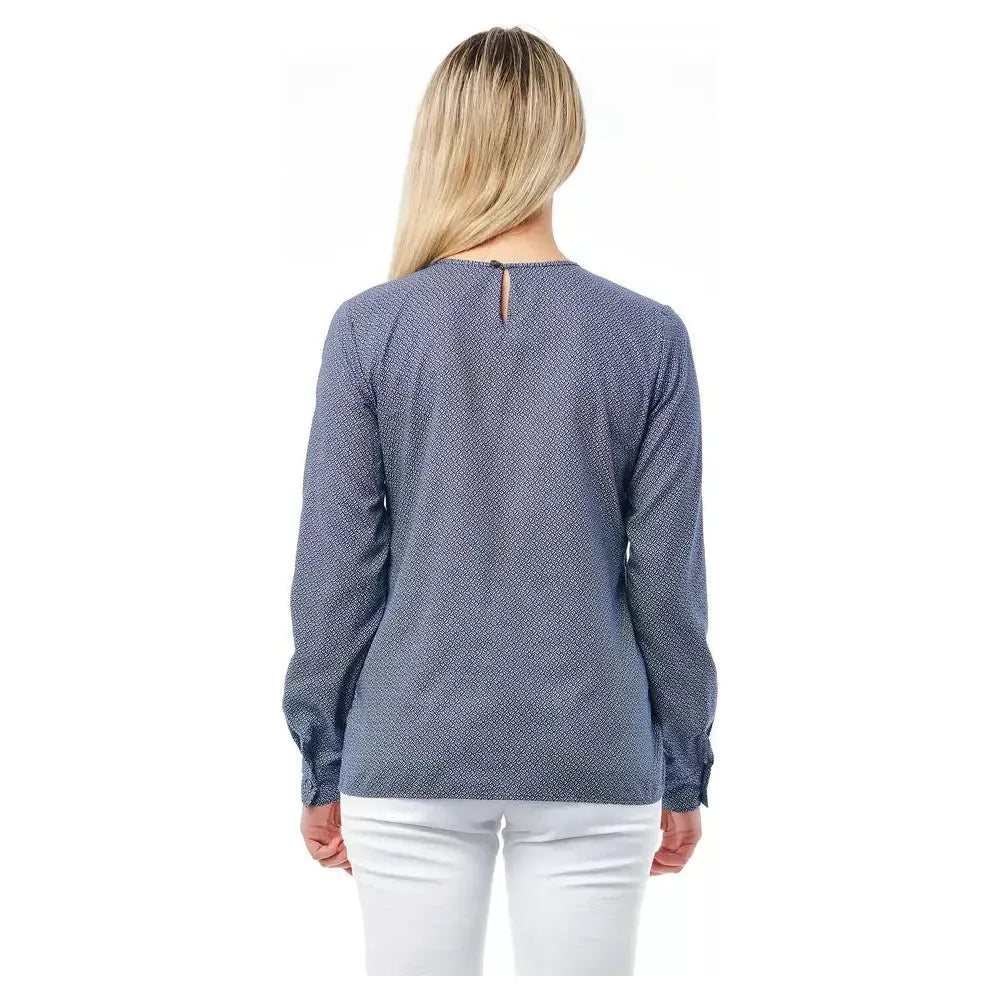 几何圆领棉质衬衫