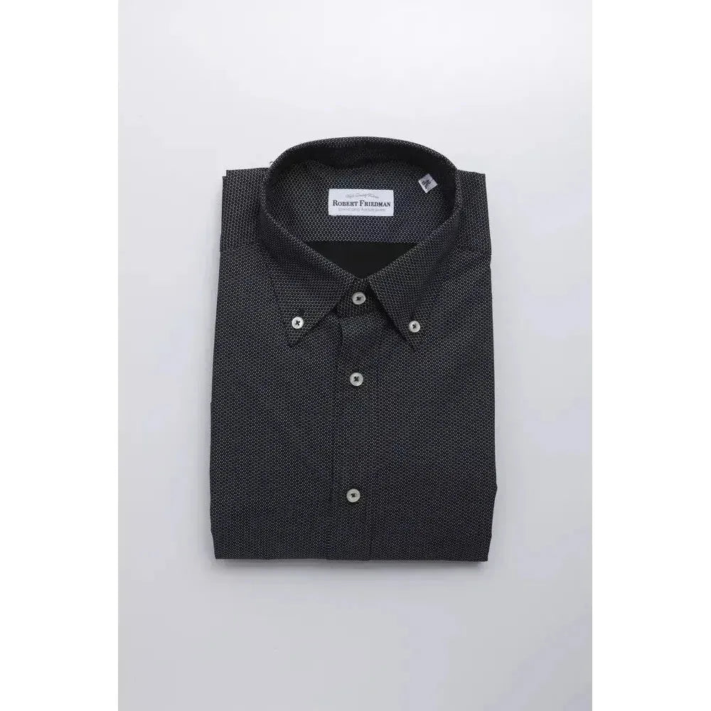 Robert Friedman Black Cotton Men Shirt Robert Friedman