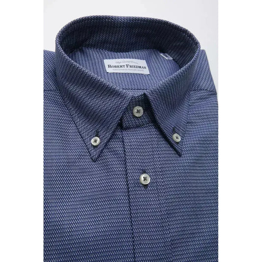 Robert Friedman Blue Cotton Men Shirt Robert Friedman