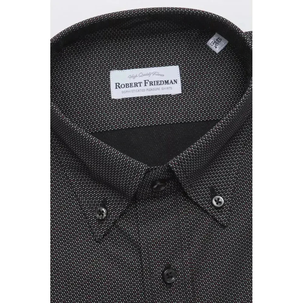 Robert Friedman Black Cotton Men Shirt Robert Friedman