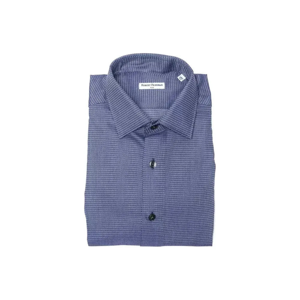 Robert Friedman Blue Cotton Men Shirt Robert Friedman