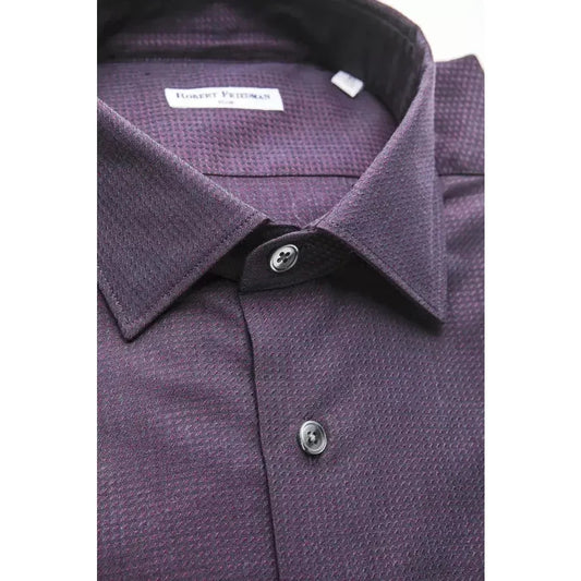 Robert Friedman Burgundy Cotton Men Shirt Robert Friedman