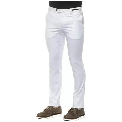 PT Torino White Cotton Men Slim Trouser