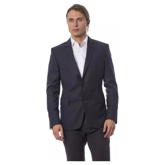 Elegant Blue Wool Single-Breasted Blazer