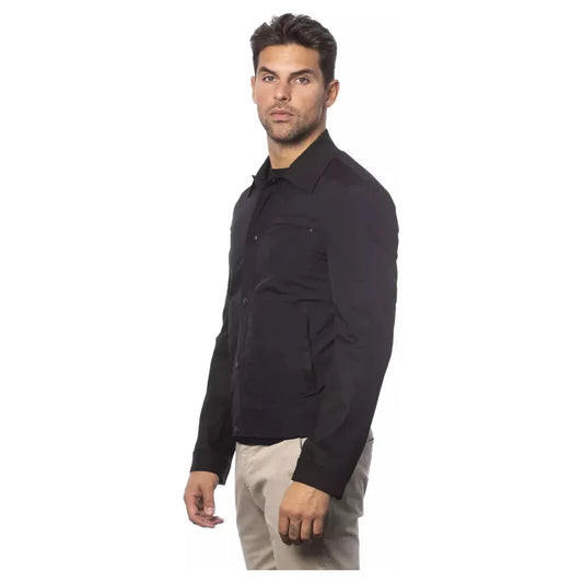 Verri Sleek Black Cotton Blend Bomber Jacket Coats & Jackets Verri