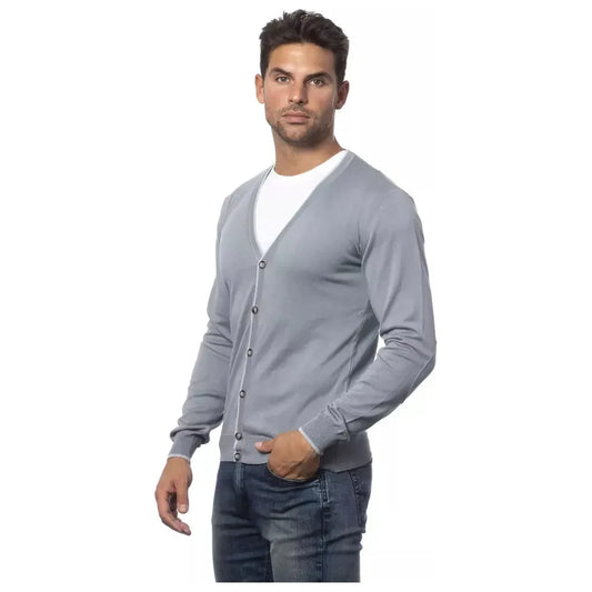 Verri Elegant Gray Cotton Cardigan for Men Verri