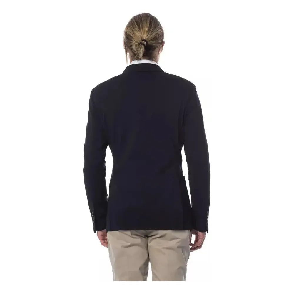 优雅蓝色双排扣西装外套