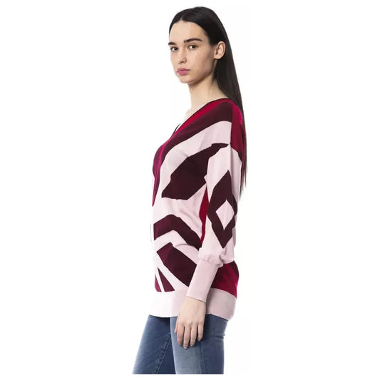 BYBLOS Burgundy Oversized Wool V-Neck Sweater BYBLOS