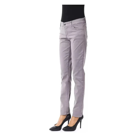 BYBLOS Chic Gray Cotton Blend Pants BYBLOS