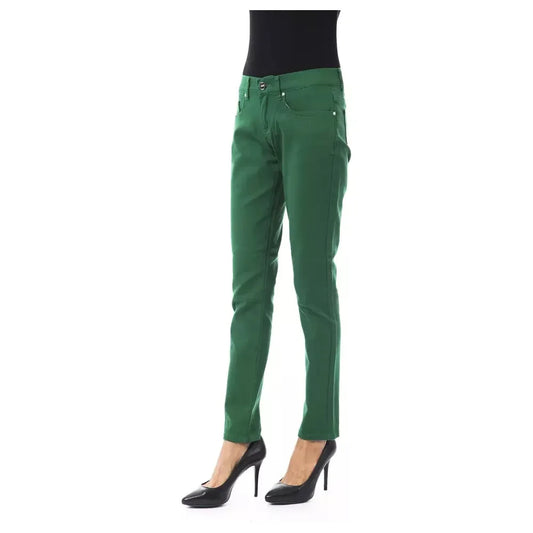 BYBLOS Green Cotton Women Slim Pant BYBLOS