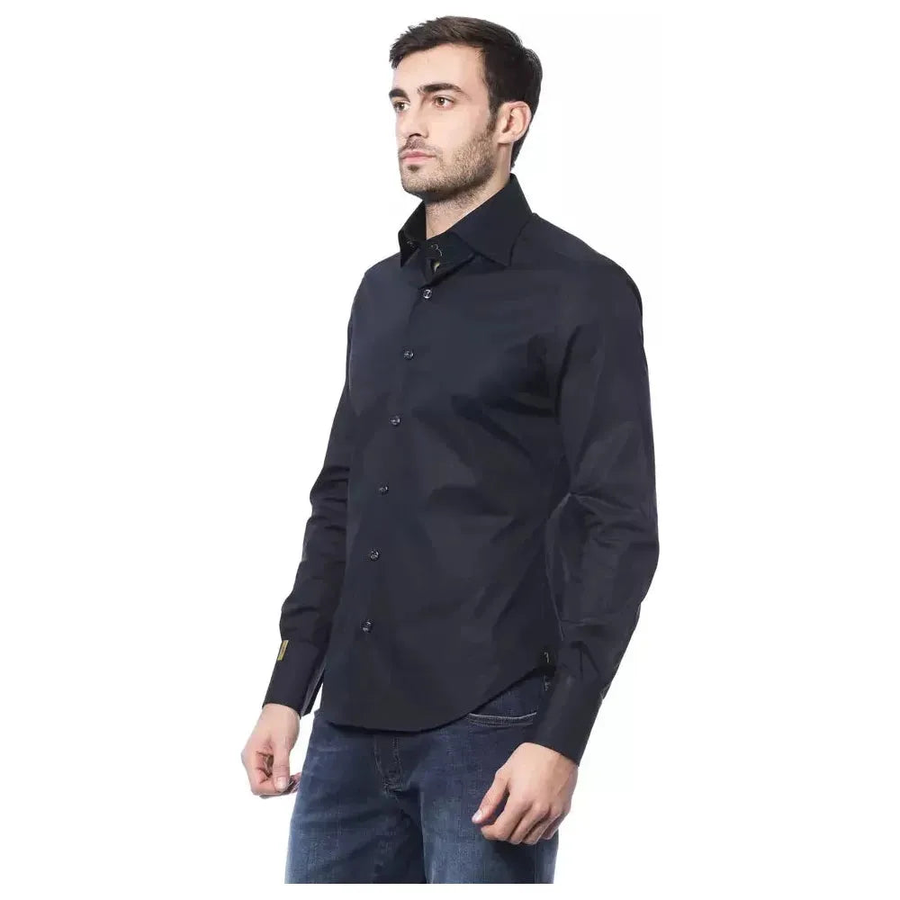 男士优雅蓝色字母衬衫