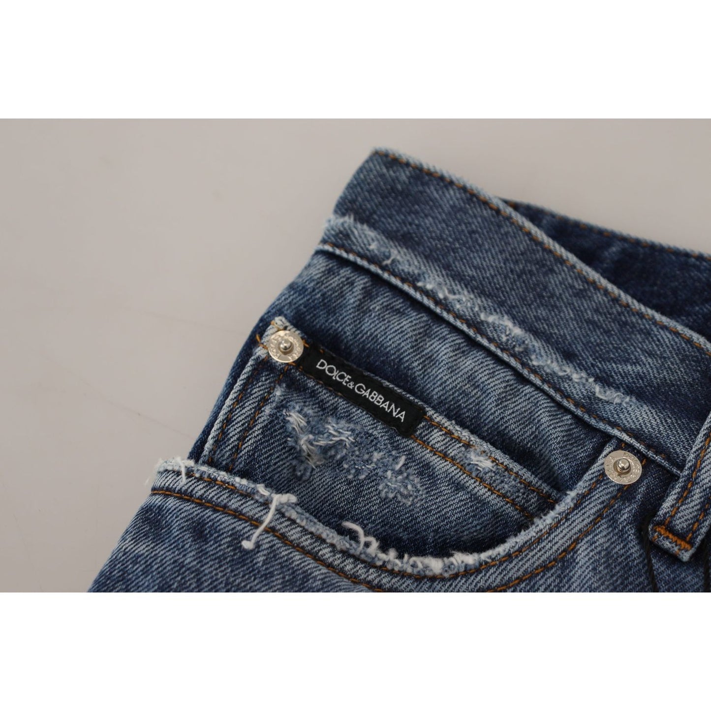 Dolce & Gabbana Blue Cotton Tattered Men Denim Jeans