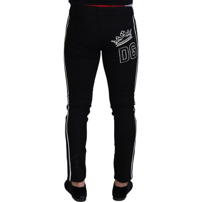 Dolce & Gabbana Black Cotton DG Crown Men Denim Jeans