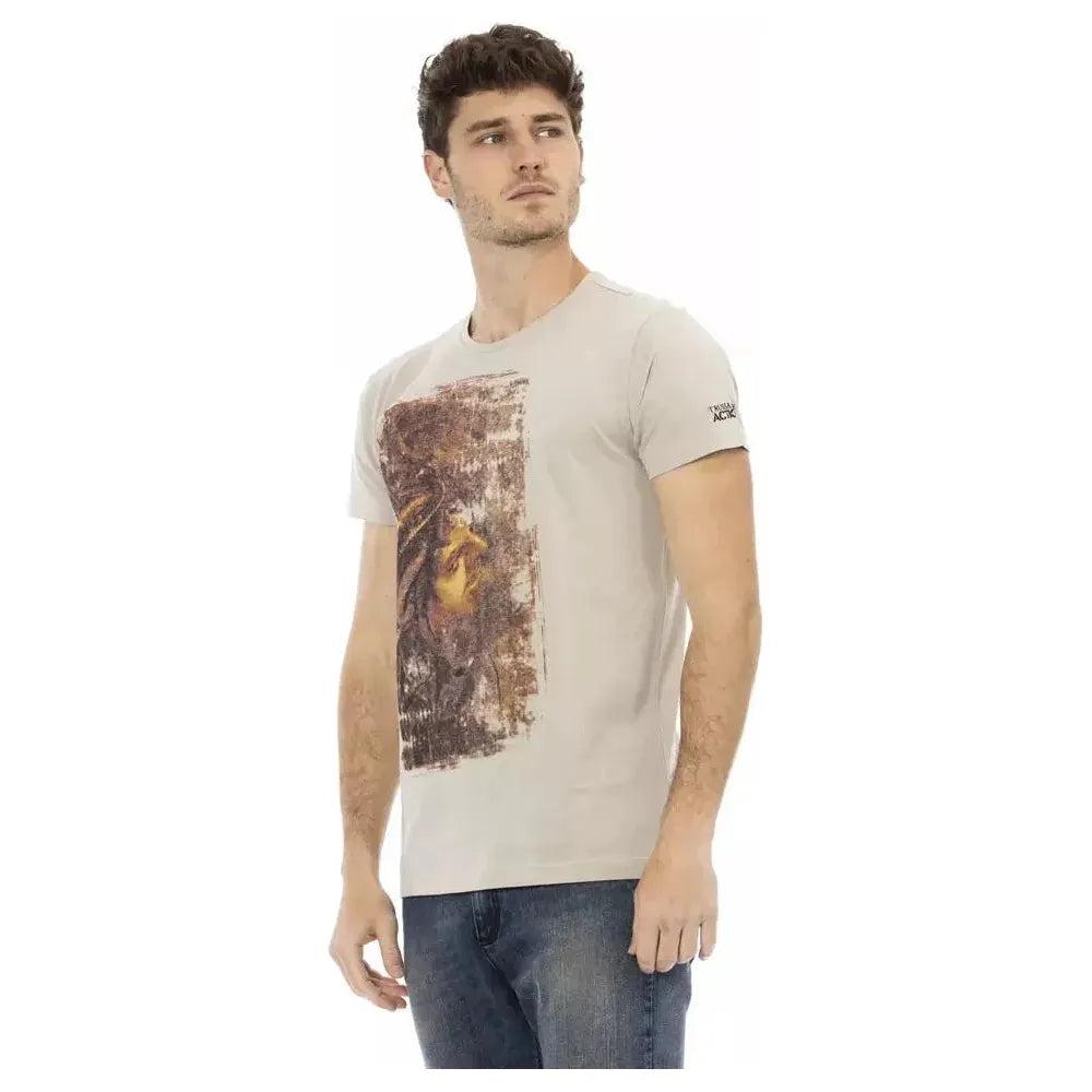 Trussardi Action Beige Cotton Men T-Shirt Trussardi Action