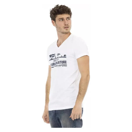 Trussardi Action White Cotton Men's V-Neck T-Shirt Trussardi Action