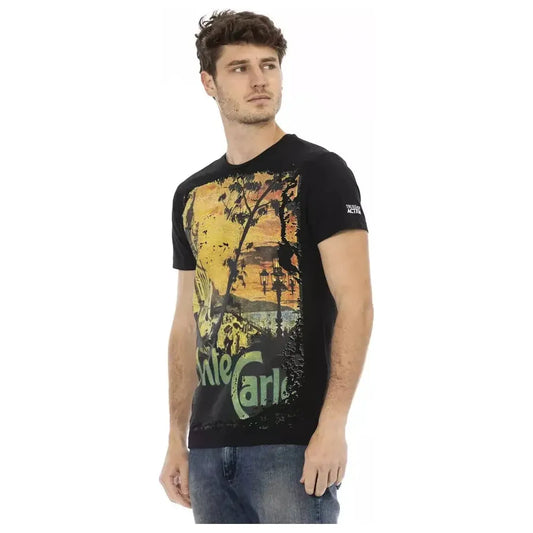 Trussardi Action Black Cotton Men T-Shirt Trussardi Action