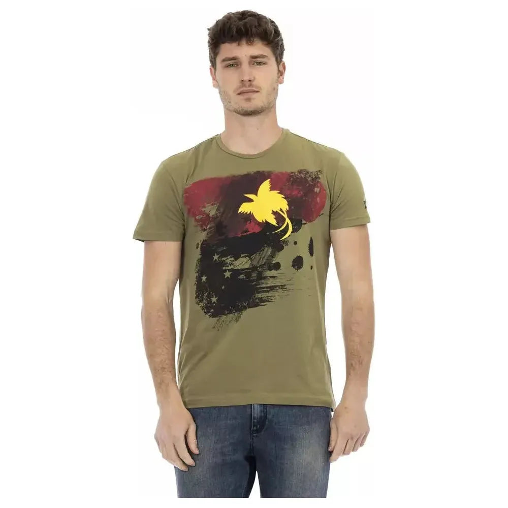 Trussardi Action Green Cotton Men T-Shirt Trussardi Action