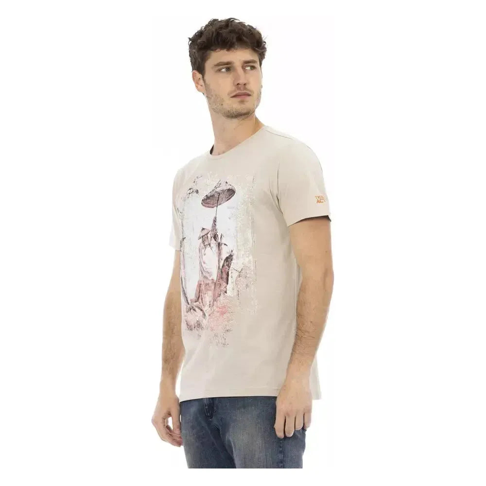 Trussardi Action Beige Cotton Men T-Shirt