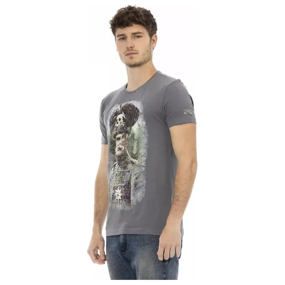 Trussardi Action Gray Cotton Men T-Shirt Trussardi Action