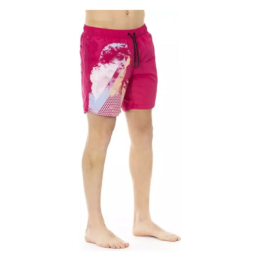 Bikkembergs Fuchsia Swim Shorts with Side Print Detail Bikkembergs