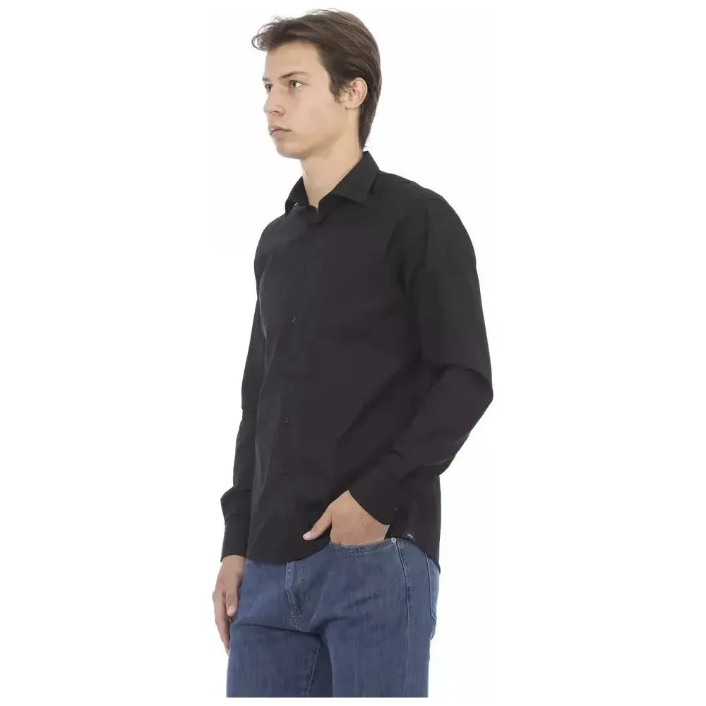 Baldinini Trend Black Cotton Men Shirt Baldinini Trend