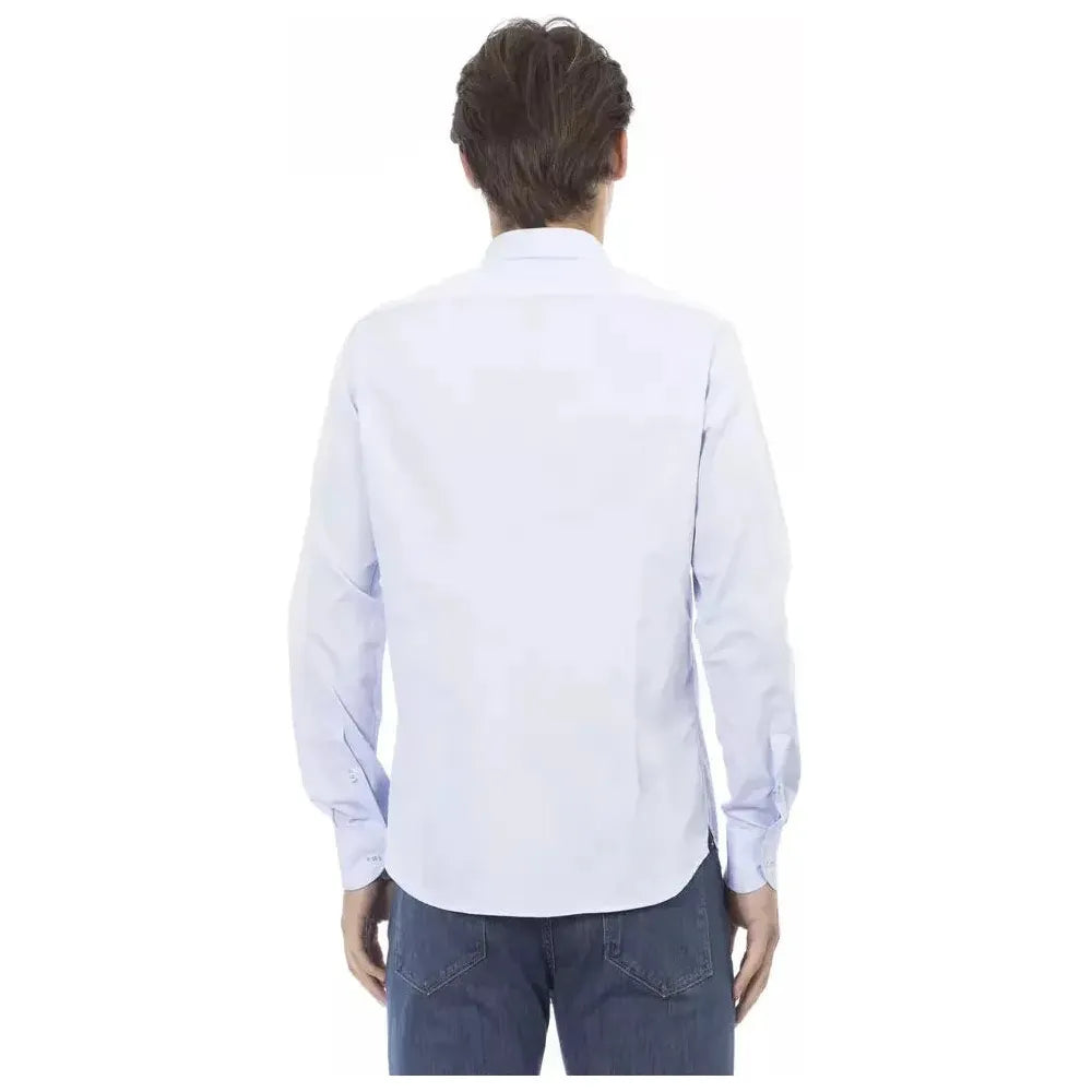 Baldinini Trend Light Blue Cotton Men Shirt Baldinini Trend