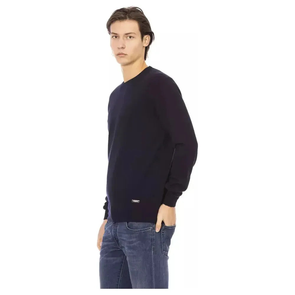 Baldinini Trend Blue Wool Men Sweater Baldinini Trend