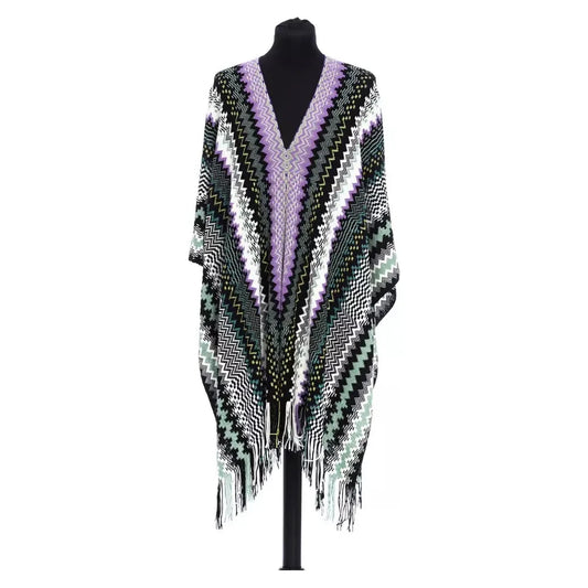 Missoni Chic Geometric Fantasy Fringed Poncho Missoni