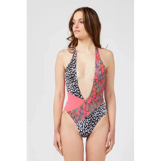 Custo Barcelona Fuchsia Patterned Swimsuit with Chic Neckline Custo Barcelona