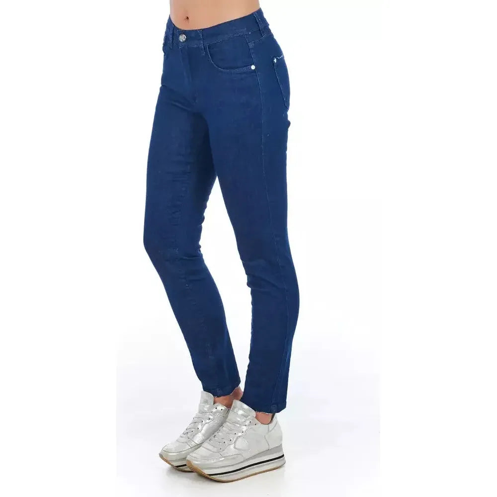 Frankie Morello Blue Cotton Women Skinny Jean Frankie Morello