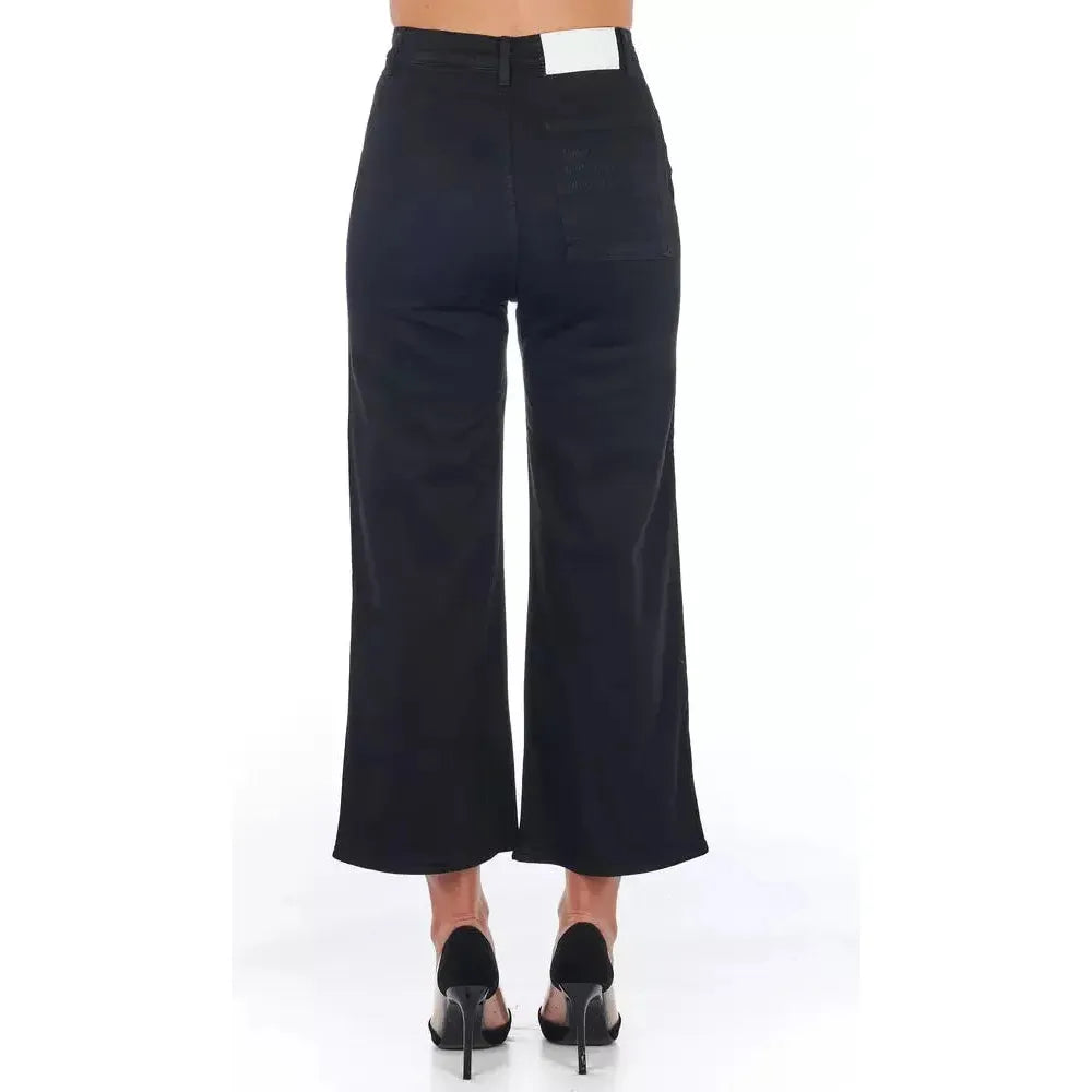 Frankie Morello Black Cotton Women Cropped Trouser Frankie Morello