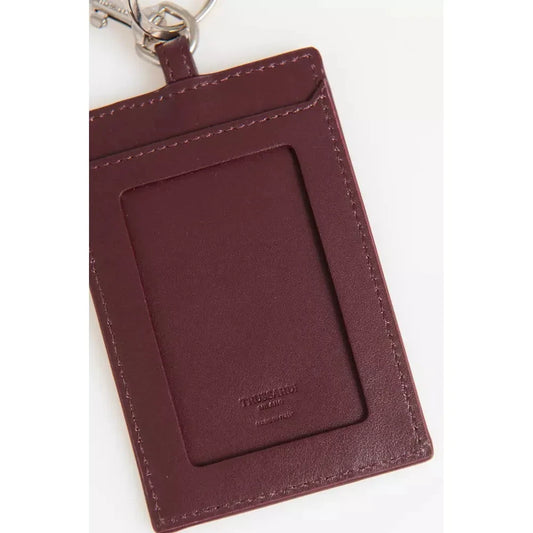 Trussardi Elegant Leather Keychain with Stud Accents Trussardi