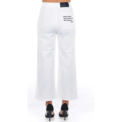 Frankie Morello White Cotton Women Cropped Trouser