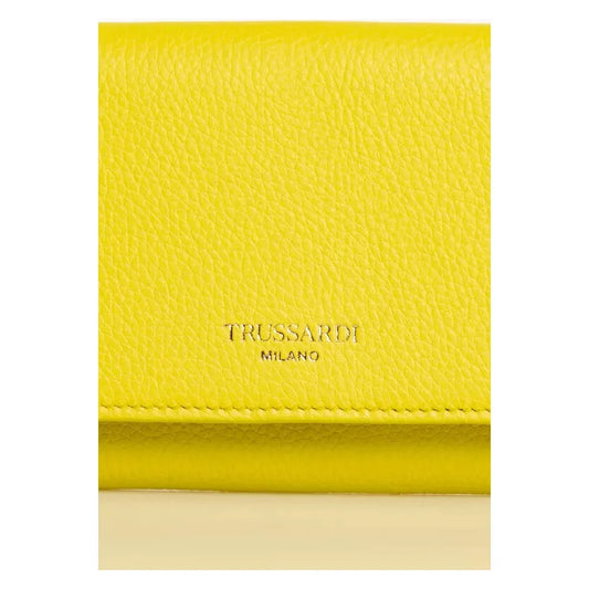 Trussardi Elegant Yellow Mini Leather Wallet Wallet Trussardi