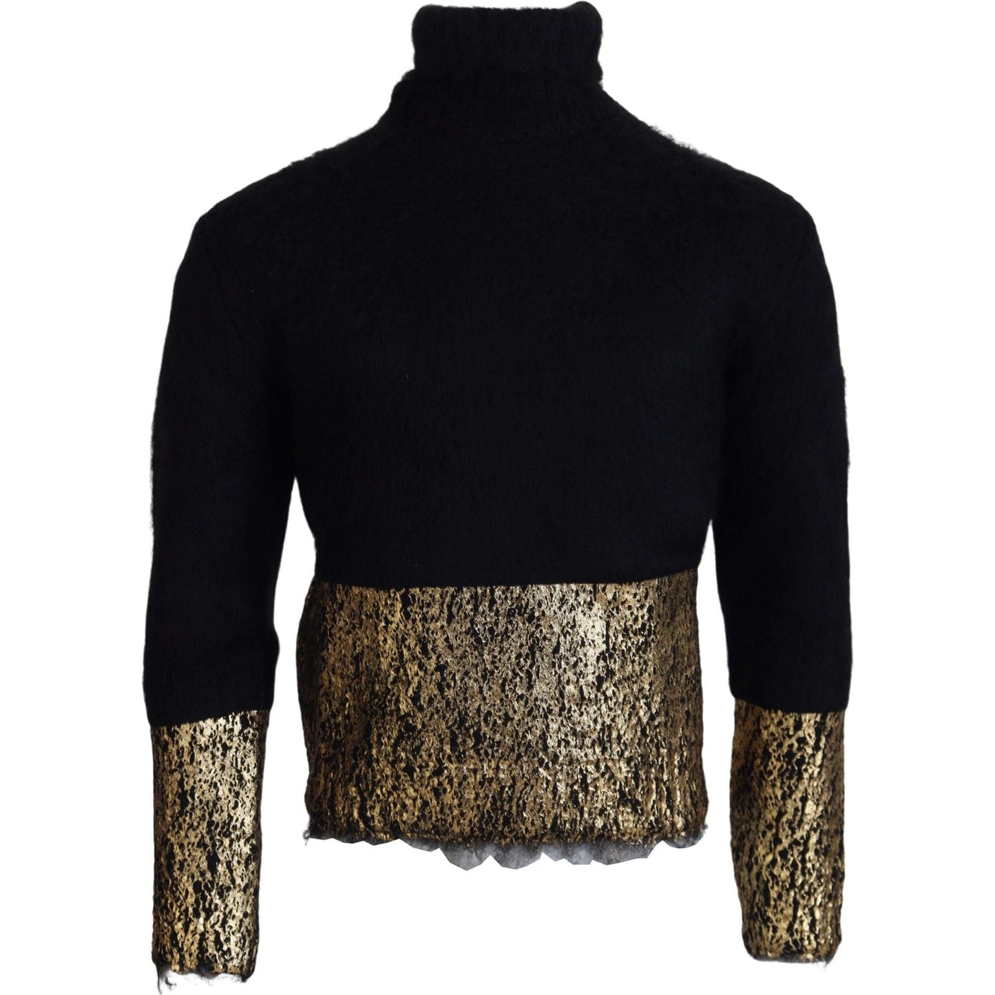 Dolce & Gabbana Black Gold Turtleneck Mohair Pullover Mens Sweater