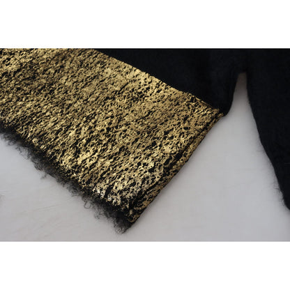 Dolce & Gabbana Black Gold Turtleneck Mohair Pullover Mens Sweater