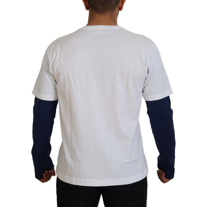 Dolce & Gabbana White Blue DG Crown Pullover Sweater