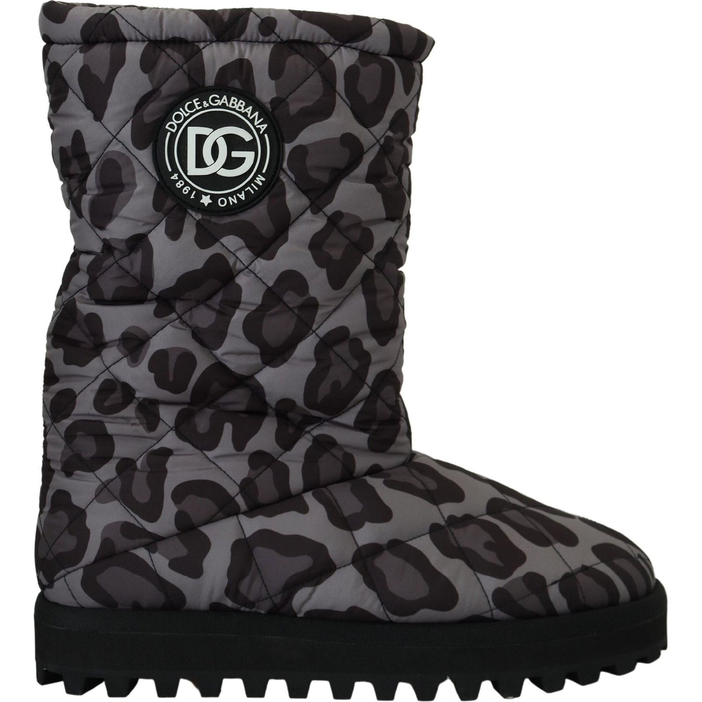 Dolce & Gabbana Elegant Gray Leopard Mid Calf Boots Dolce & Gabbana