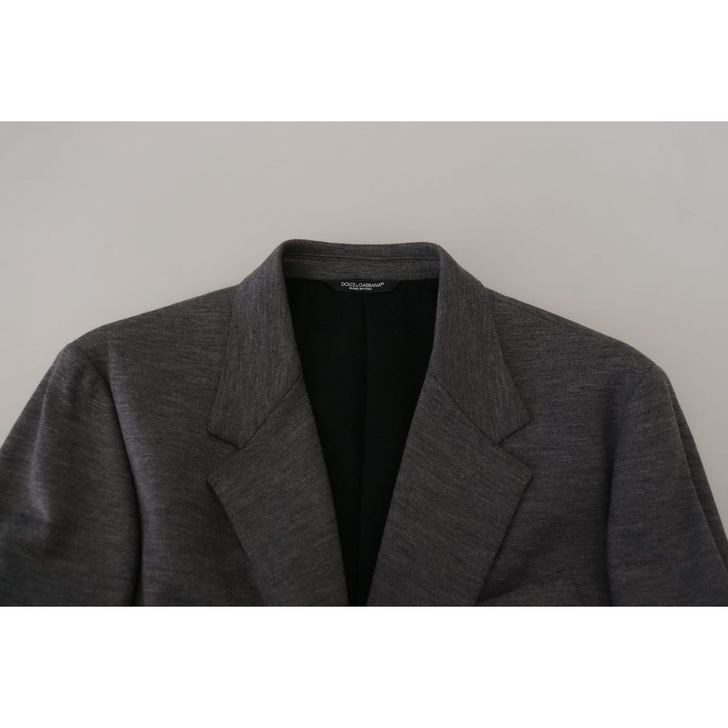 Dolce & Gabbana Elegant Gray Wool Blazer with Bee Crown Embroidery Dolce & Gabbana