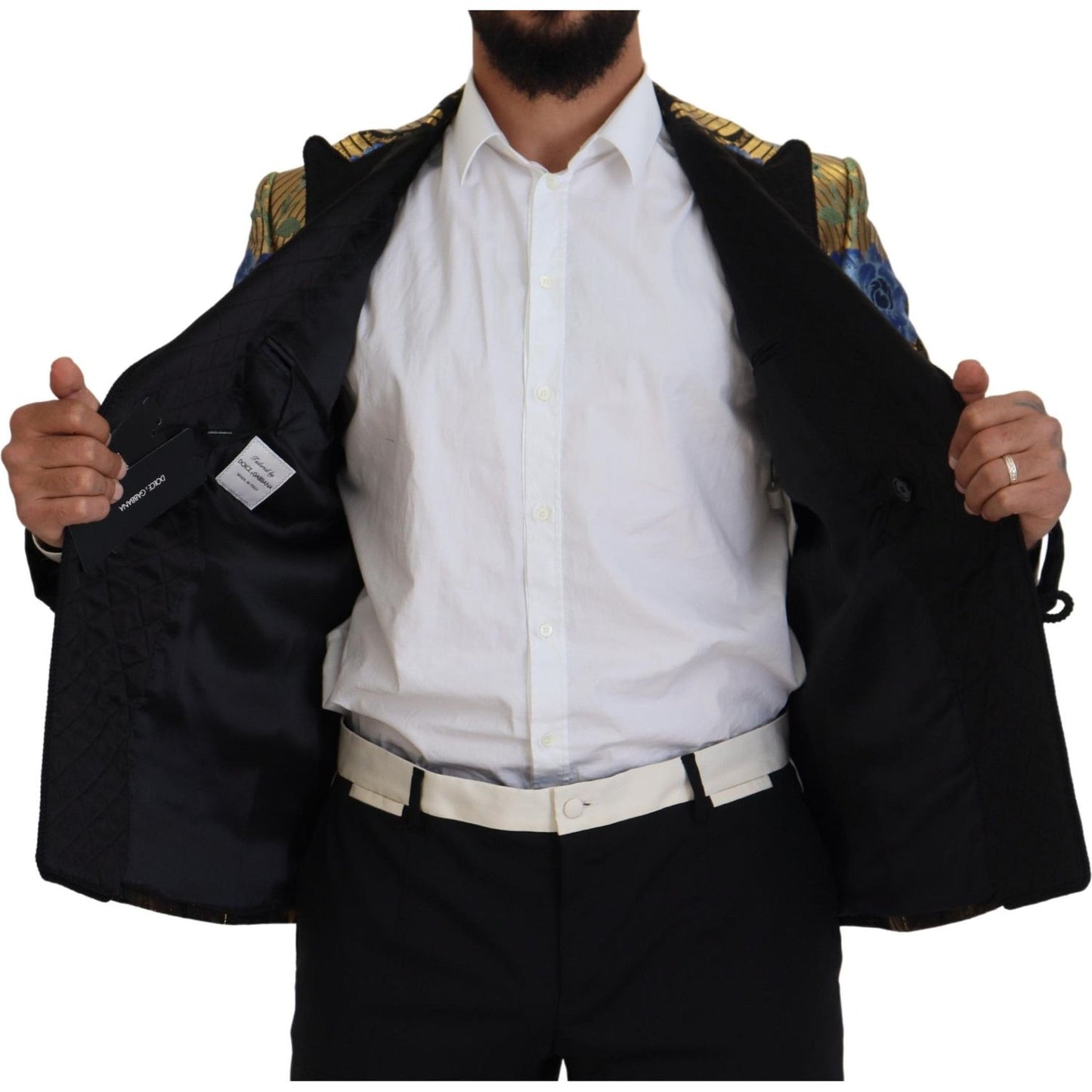 Dolce & Gabbana Gold Lurex Double Breasted Jacket Blazer Dolce & Gabbana