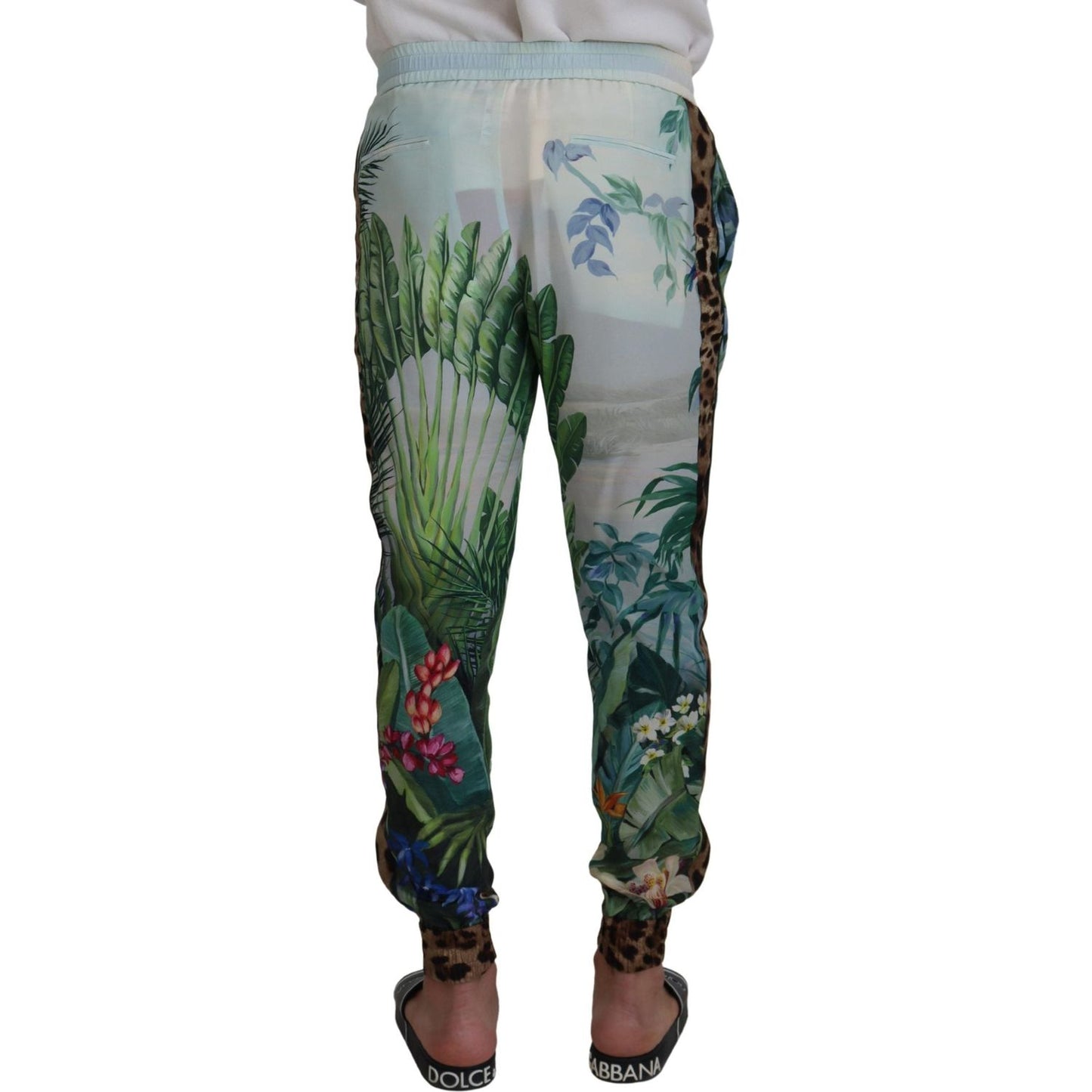 Dolce & Gabbana White Floral Printed Men Jogger Pants