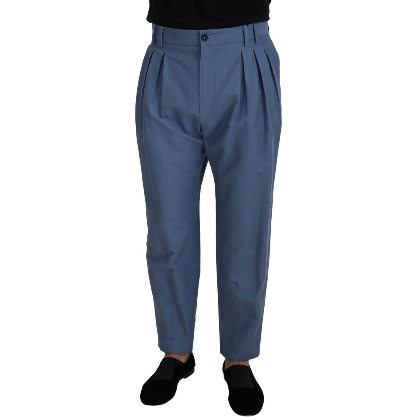 Dolce & Gabbana Elegant Blue Linen-Cotton Pants Dolce & Gabbana