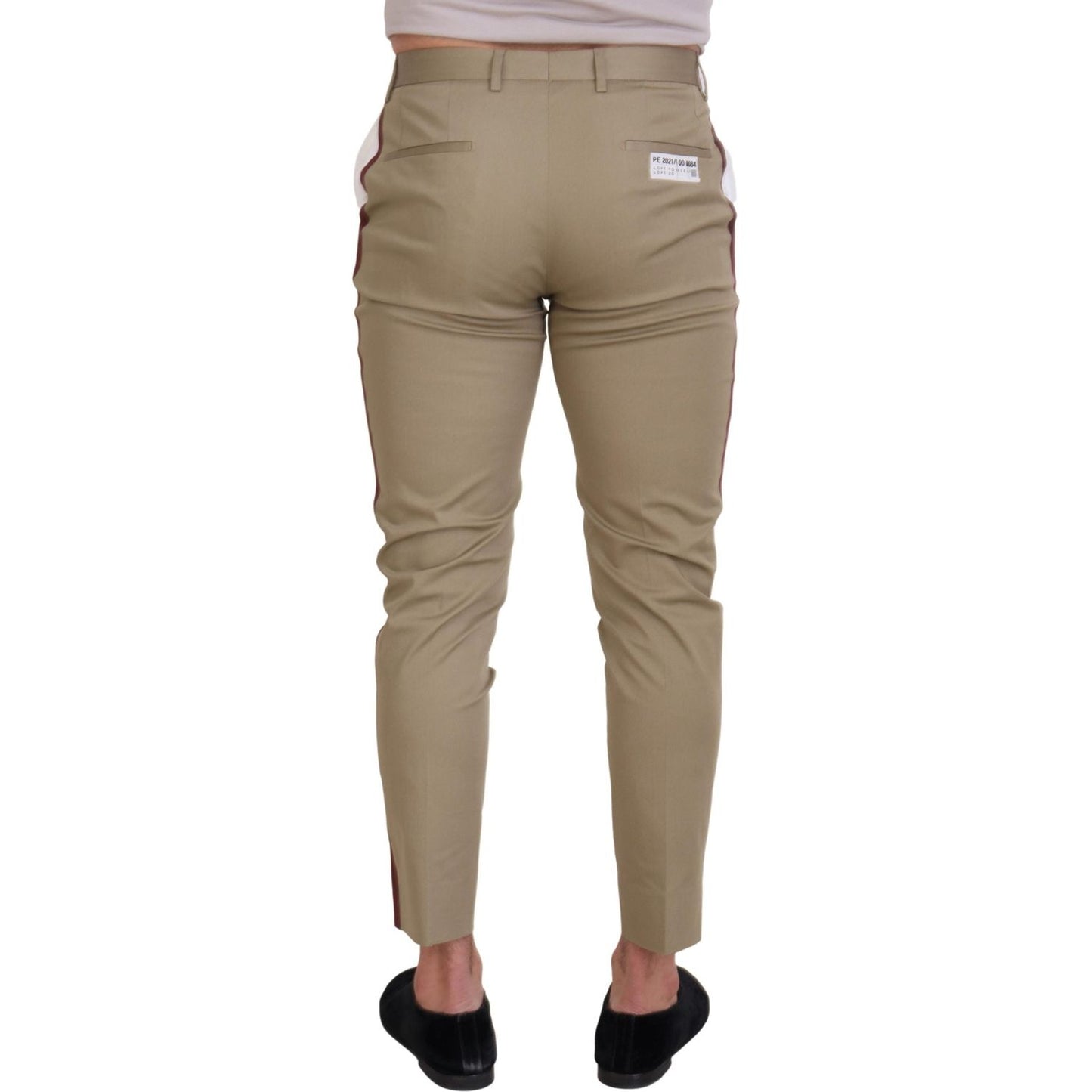 Dolce & Gabbana White Brown Slim Fit Chino Pants