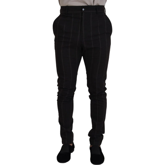 Dolce & Gabbana Elegant Black Striped Chino Pants Dolce & Gabbana