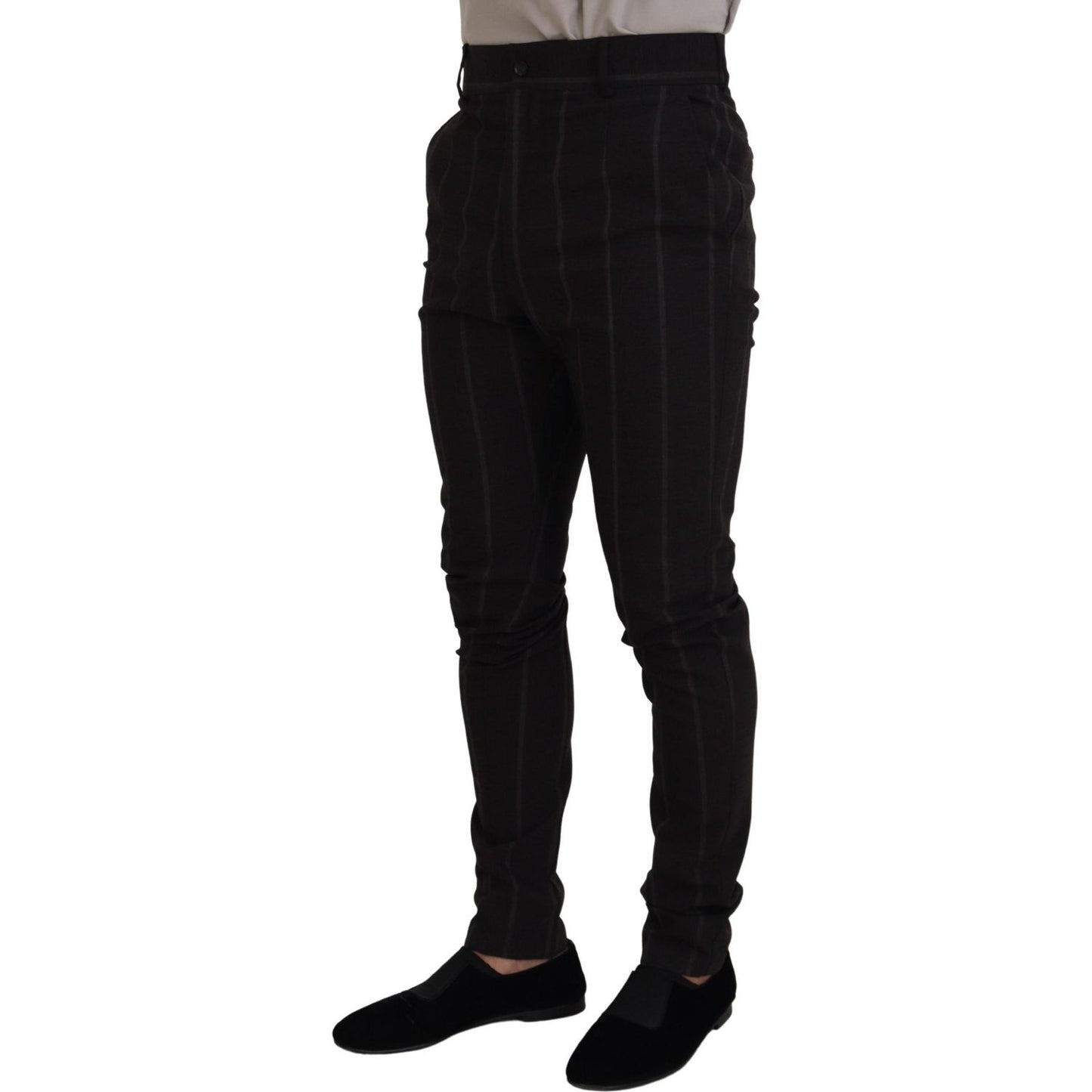 Dolce & Gabbana Elegant Black Striped Chino Pants Dolce & Gabbana