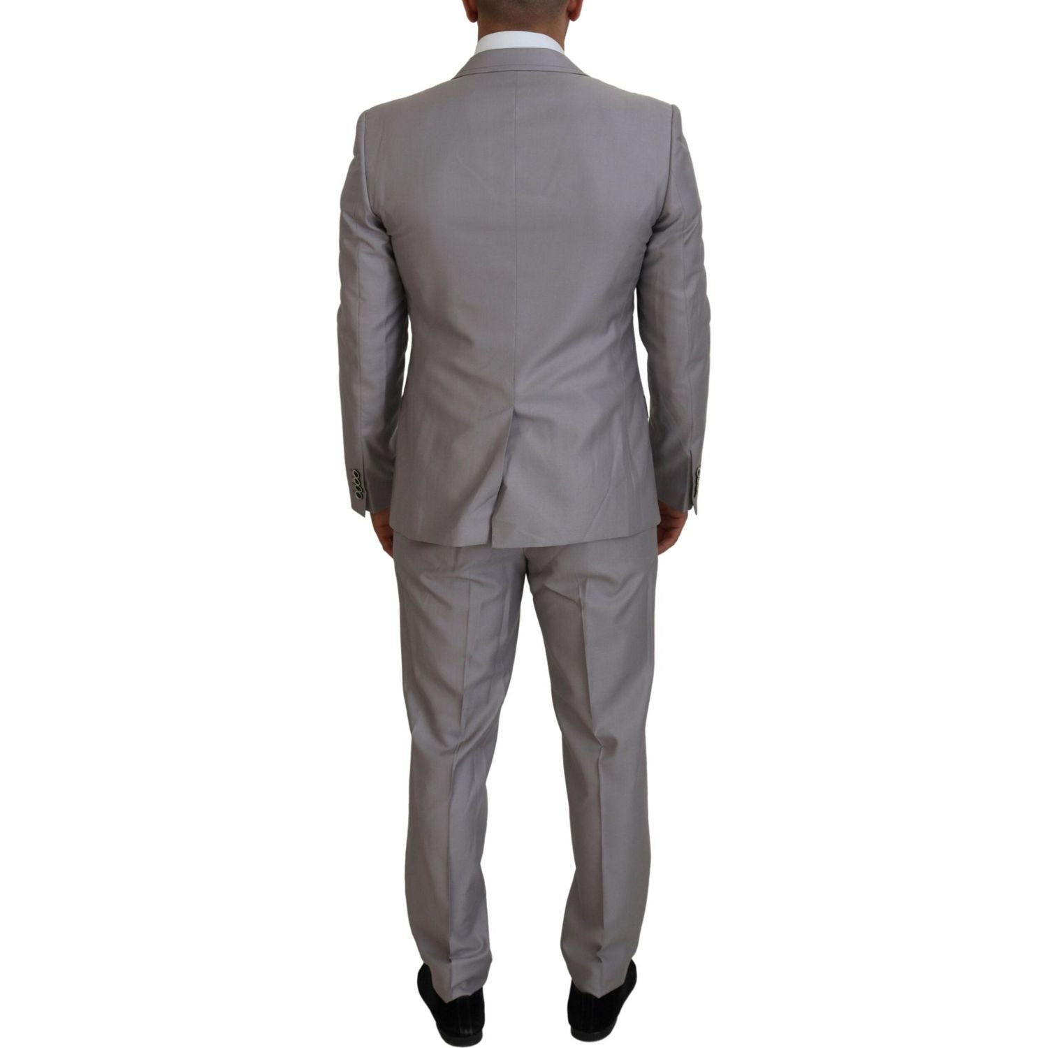 Dolce & Gabbana Silver Wool Silk 3 Piece Slim Fit Suit